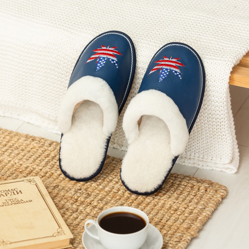 Men’s slippers "Cannabis with American flag"