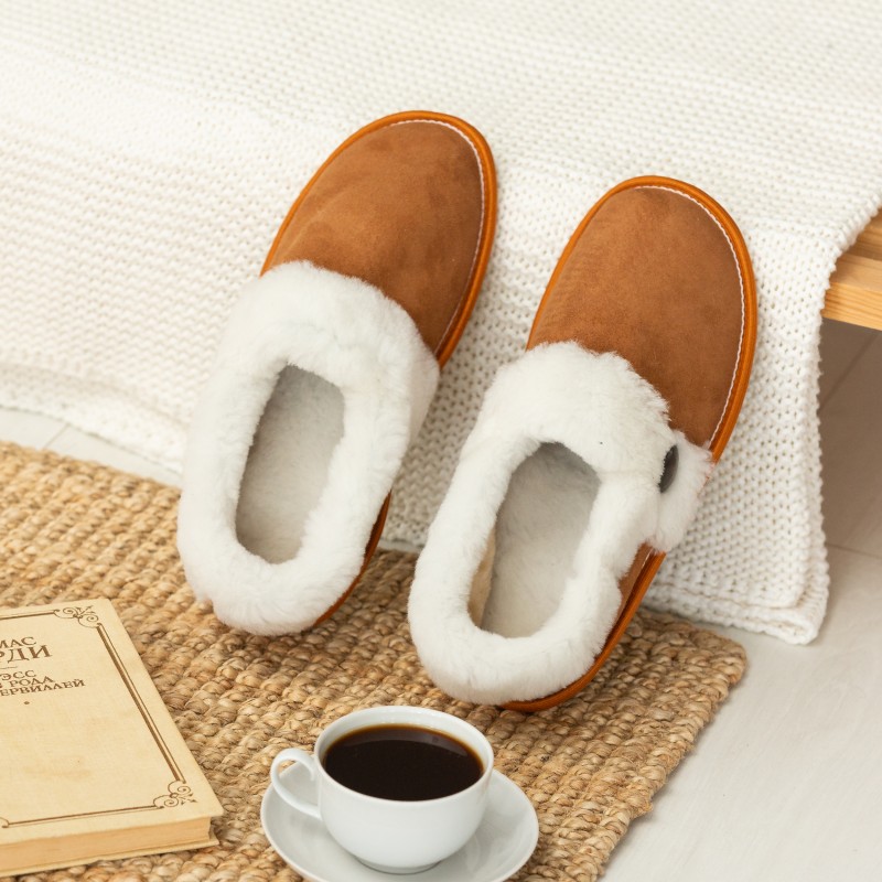 Light Brown  suede men’s slippers  “Eugine”